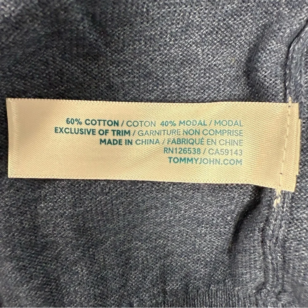 NWT Tommy John Second Skin Sweater Hoodie XL Dress Blues Heather Lounge Shirt